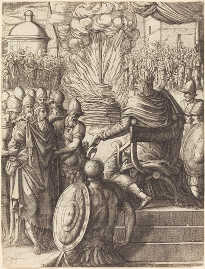 Heraclius Sentencing the Tyrant Phocas. Creator: Pierre Woeiriot.