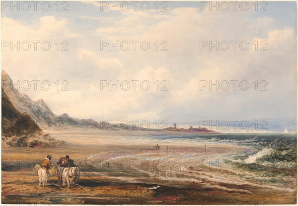 Travelers on the Sands near Redcar, 1838. Creator: Peter de Wint.