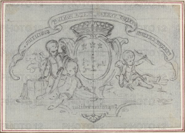 Coat of Arms with Three Putti. Creator: Hubert Francois Gravelot.