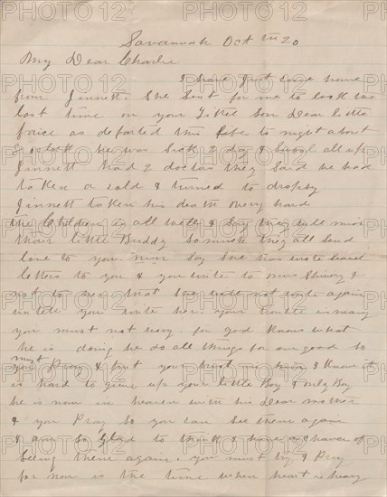 Letter with news of a child's death, 1876-1913. Creator: Unknown.