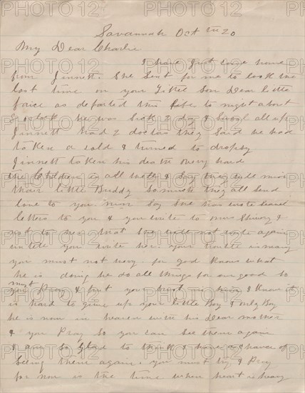 Letter with news of a child's death, 1876-1913. Creator: Unknown.
