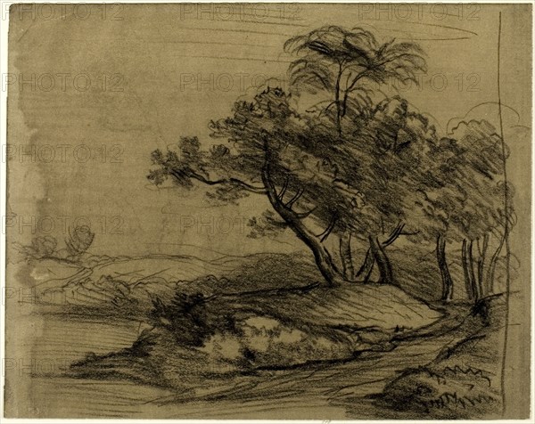 River Bank with Trees (recto), 1796/1837. Creator: John Constable.