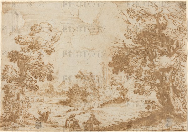 Landscape with Two Washerwomen, 1580s. Creator: Agostino Carracci.