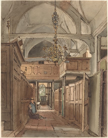 Interior of Bushey Church, 1815/1820. Creator: William Henry Hunt.