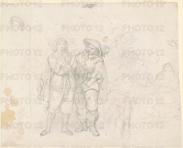 Two Cavaliers [recto], c. 1850s. Creator: Emanuel Gottlieb Leutze.