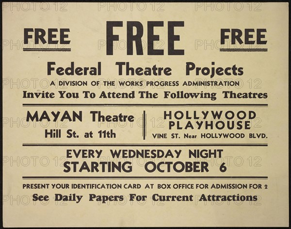 Theatre poster, Los Angeles, Los Angeles, [193-]. Creator: Unknown.