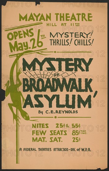 Mystery of Broadwalk Asylum, Los Angeles, [193-]. Creator: Unknown.