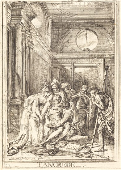 The Death of Tancred [left], 1760. Creator: Gabriel de Saint-Aubin.