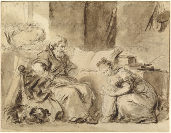 A Prayer for Grandpapa, late 1770s. Creator: Jean-Honore Fragonard.