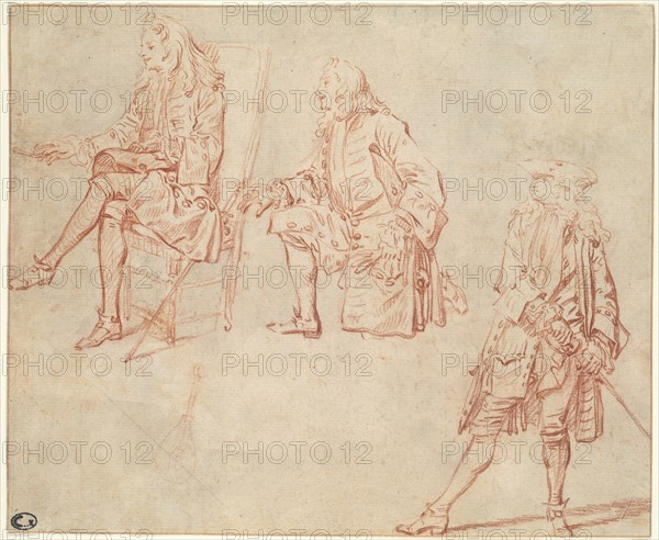 Three Studies of a Gentleman, 1710/11. Creator: Jean-Antoine Watteau.