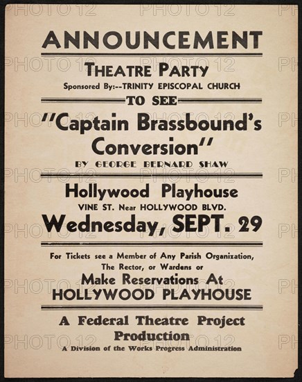 Captain Brassbound's Conversion, Los Angeles, 1937. Creator: Unknown.