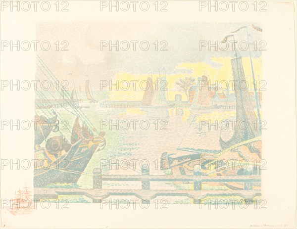 Boats at Flushing (Bateaux à Flessingue), 1895. Creator: Paul Signac.