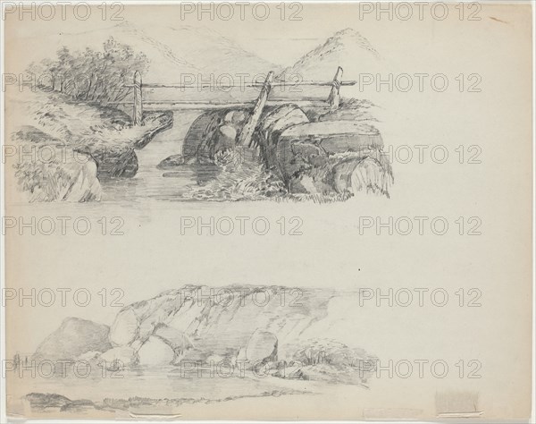 Bridge over Rocky Stream [top verso]. Creator: John William Casilear.