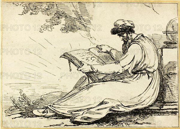 Oriental with a Beard, Reading a Book, 1803. Creator: Henry Singleton.