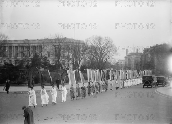 Woman Suffrage at Capitol with Banners, 1917. Creator: Harris & Ewing.