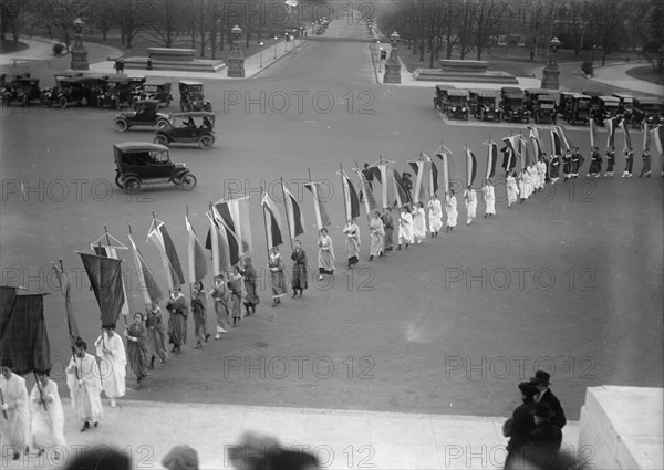 Woman Suffrage at Capitol with Banners, 1917. Creator: Harris & Ewing.