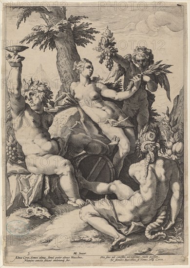 Alliance of Venus with Bacchus and Ceres, 1588. Creator: Jacob Matham.