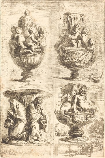 Four Vases (Les quatres vases), 1754. Creator: Gabriel de Saint-Aubin.