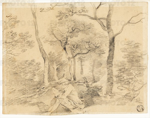 Gainsborough Sketching in Woods, c. 1747. Creator: Thomas Gainsborough.