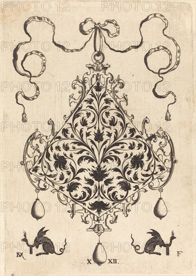 Large Pendant, Ornamental Foliage Design, 1596. Creator: Daniel Mignot.
