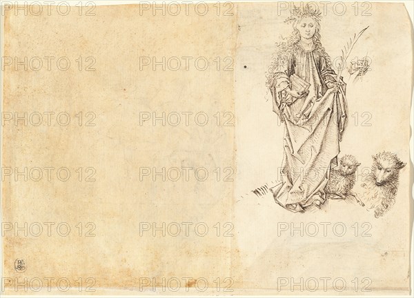 Saint Agnes (verso), 1485/1495. Creator: Master of the Drapery Studies.