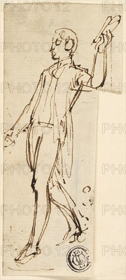 Sketch of Standing Man with Uplifted Arm, n.d. Creator: Thomas Stothard.