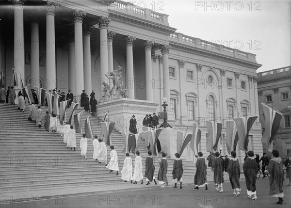 Woman Suffrage - at Capitol with Banners, 1917. Creator: Harris & Ewing.