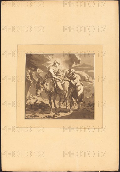 The Flight into Egypt, published 1782. Creator: Johann Gottlieb Prestel.