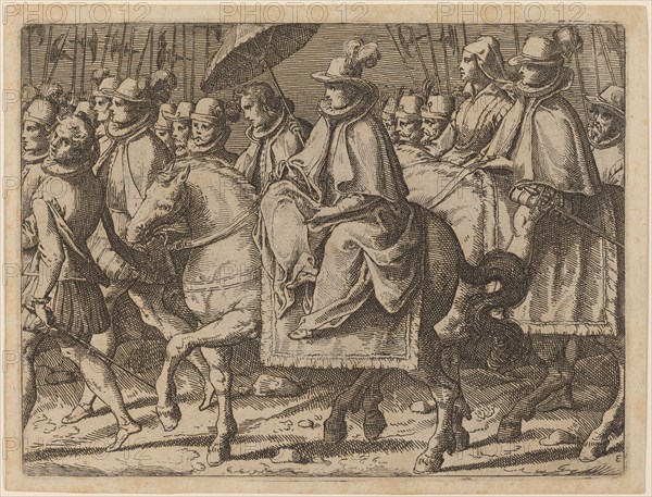 Margaret of Austria on Horseback, 1612. Creator: Raffaello Schiaminossi.