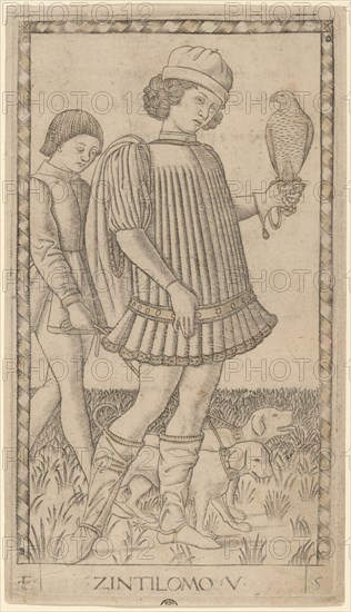 Zintilomo (Gentleman), c. 1465. Creator: Master of the E-Series Tarocchi.