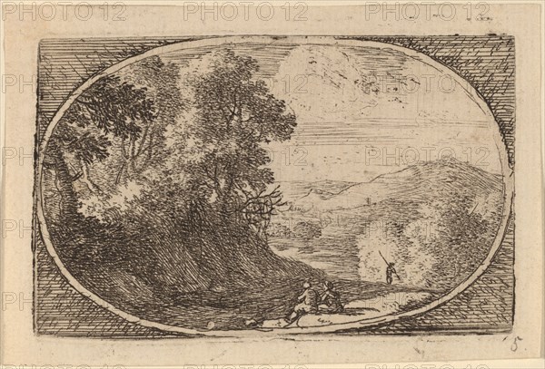 Two Figures Seated to the Right of a Road. Creator: Herman van Swanevelt.