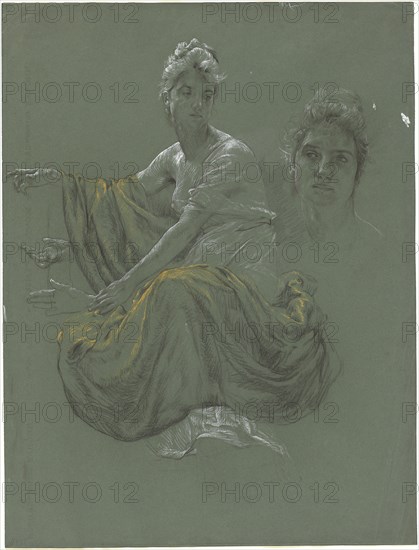Elegant Young Woman in Classical Drapery, c. 1895. Creator: Otto Greiner.
