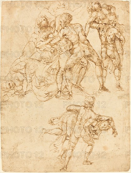 Studies for the Rape of the Sabine Women [verso]. Creator: Pirro Ligorio.