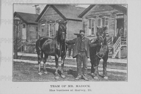 Team of Mr. Madock; Has business at Harvey, Ill., 1907. Creator: Unknown.