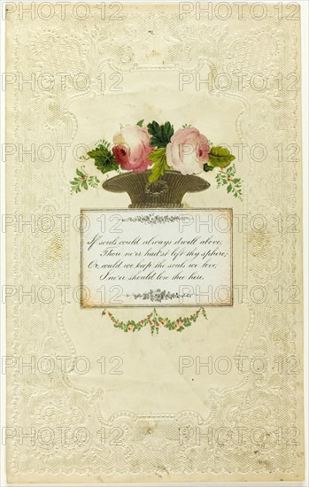 If Souls Could Always Dwell Above (Valentine), 1855/60. Creator: H. Dobbs.