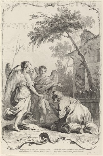 Abraham Kneeling before the Three Angels, c. 1745. Creator: Joseph Wagner.