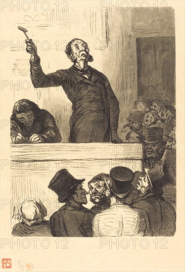 L'Hotel des ventes: le Commissaire-priseur, 1863. Creator: Charles Maurand.