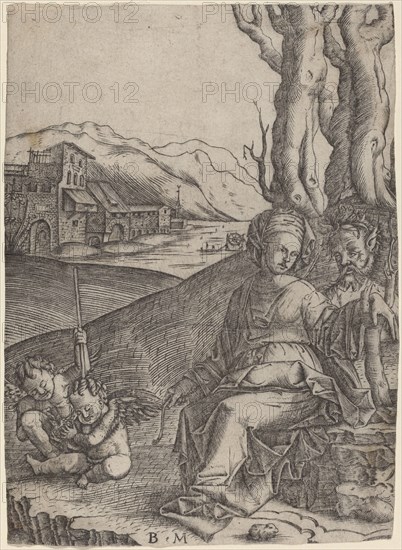 Woman and Satyr with Two Cupids, c. 1506/1512. Creator: Benedetto Montagna.