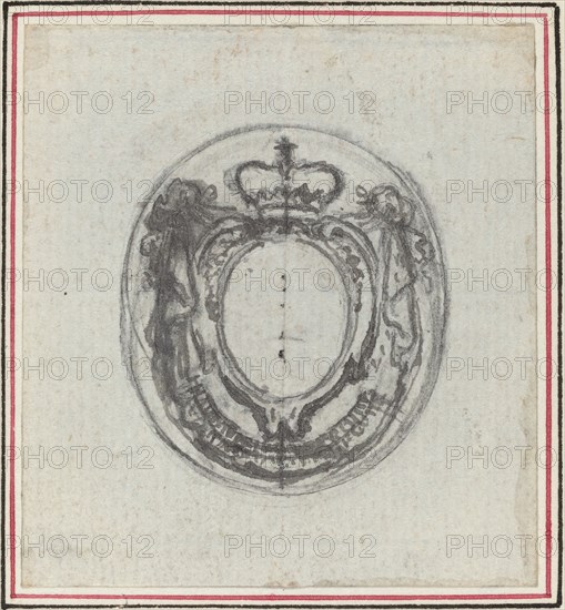 Armorial Cartouche with Crown and Swags. Creator: Hubert Francois Gravelot.