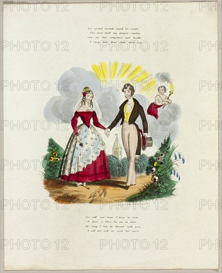 Let Sordid Mortals Search for Wealth (valentine), c. 1842. Creator: Unknown.