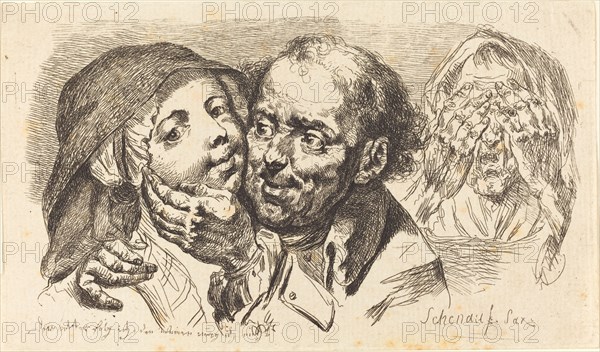 Young Woman Embraced by an Older Man, 1765. Creator: Johann Eleazar Schenau.