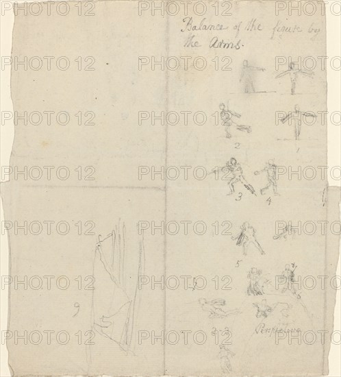 Figures Illustrating Balance and Perspective [recto]. Creator: John Flaxman.