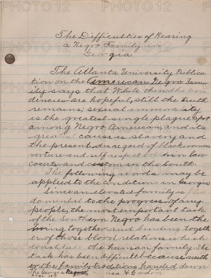 The Difficulty of Rearing a Negro Family in Georgia, 1940. Creator: Unknown.