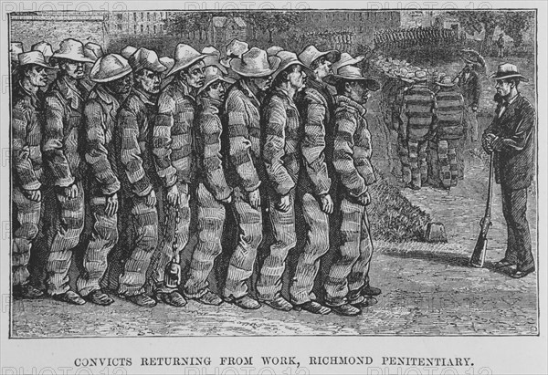 Convicts returning from work, Richmond penitentiary, 1882. Creator: Unknown.