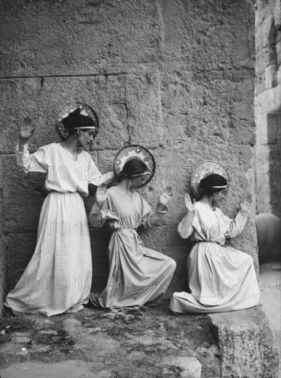 Kanellos dance group at ancient sites in Greece, 1929 Creator: Arnold Genthe.