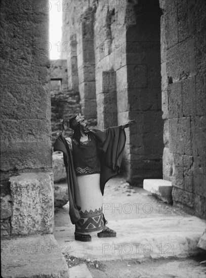 Kanellos dance group at ancient sites in Greece, 1929 Creator: Arnold Genthe.