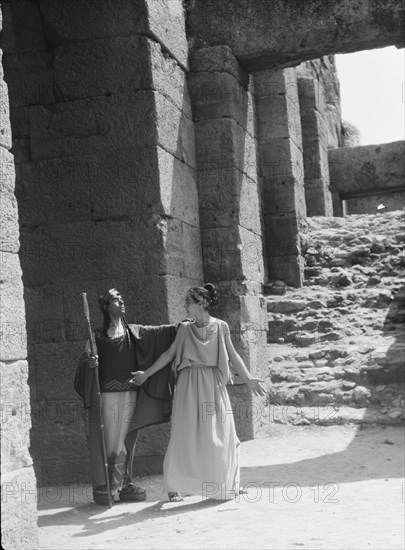 Kanellos dance group at ancient sites in Greece, 1929 Creator: Arnold Genthe.