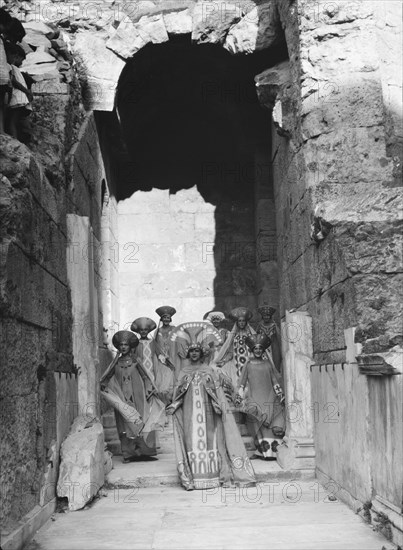 Kanellos dance group at ancient sites in Greece, 1929 Creator: Arnold Genthe.