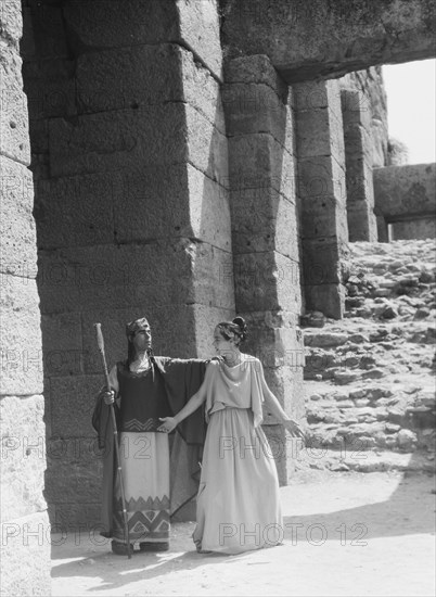 Kanellos dance group at ancient sites in Greece, 1929 Creator: Arnold Genthe.