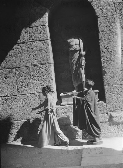 Kanellos dance group at ancient sites in Greece, 1929 Creator: Arnold Genthe.